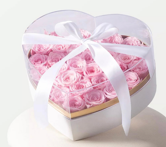 ACRYLIC LUXURY HEART BOX W/RIBBON